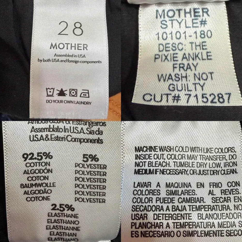 MOTHER The Pixie Ankle Fray Skinny Jeans in Not Guilty size 28